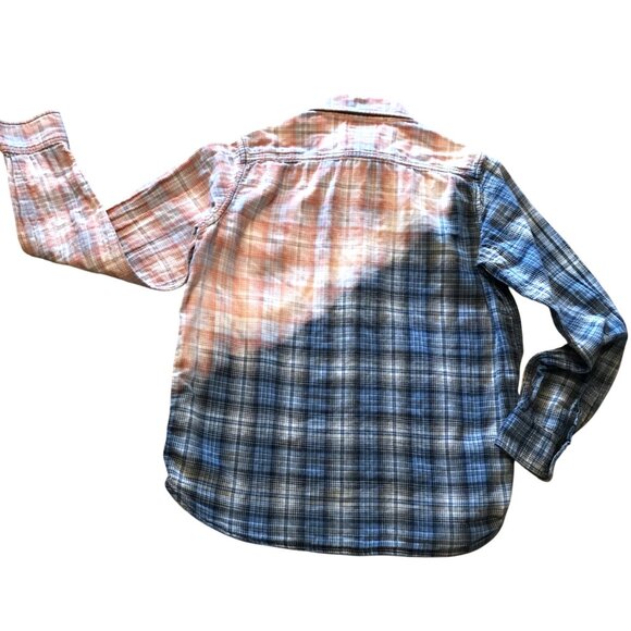 Upcycled Bleached Plaid Shirt, Women’s Size 12: Distressed Button Down, Western - Picture 8 of 10
